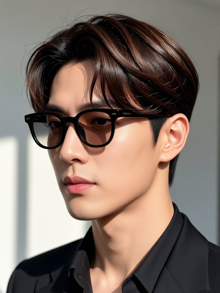 Long layered Korean male hairstyle