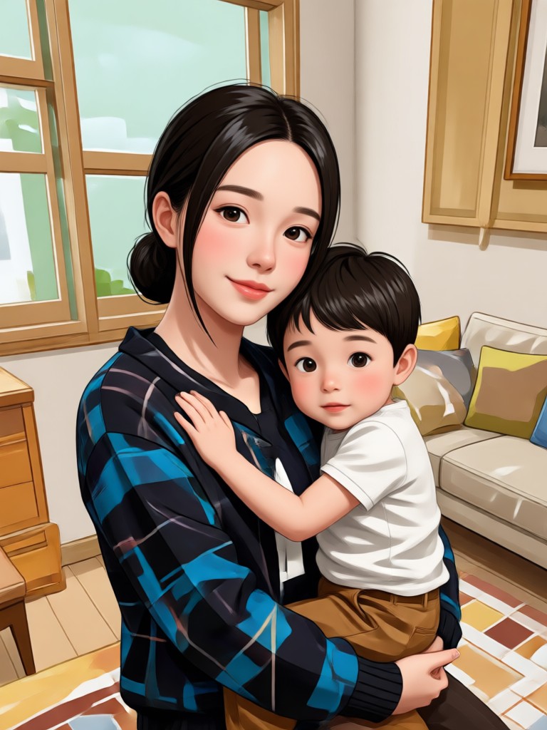 Ghibli style animation of self hug