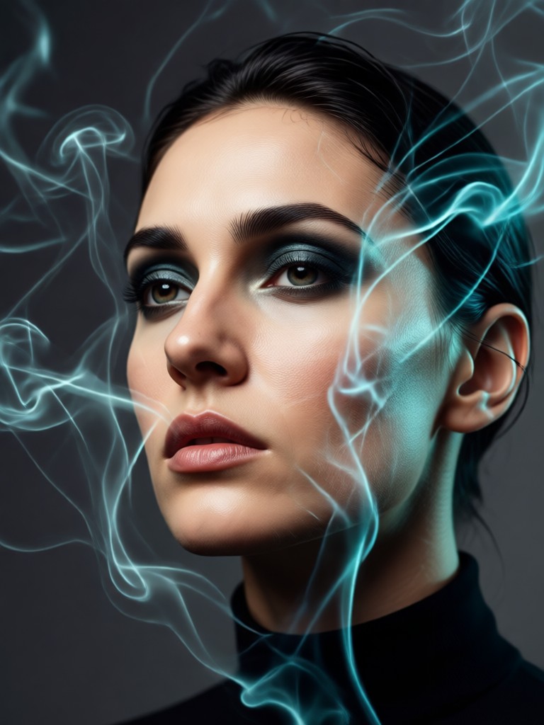 Action portrait with dynamic smoke trails