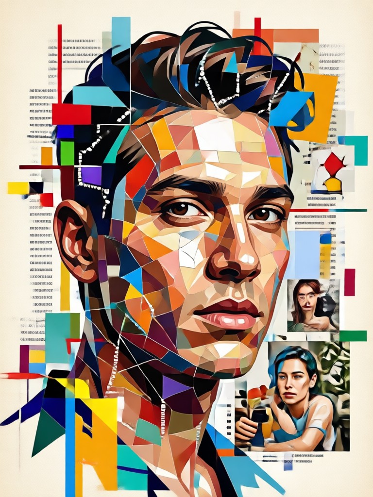 Minimalist black and white portrait grid collage