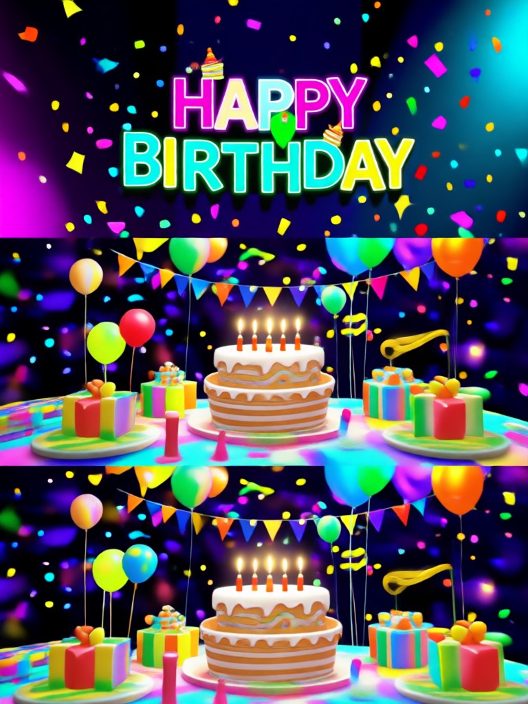Kindergeburtstags-Party-Montage mit Cartoon-Overlays