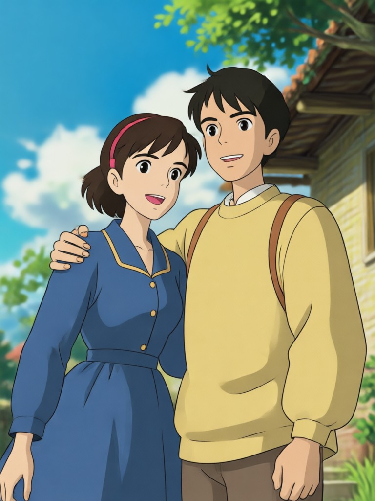 Ghibli-Filmstil Paarkunst mit Geistern
