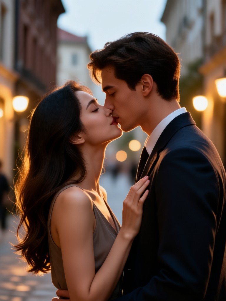 Anime style romantic kiss video