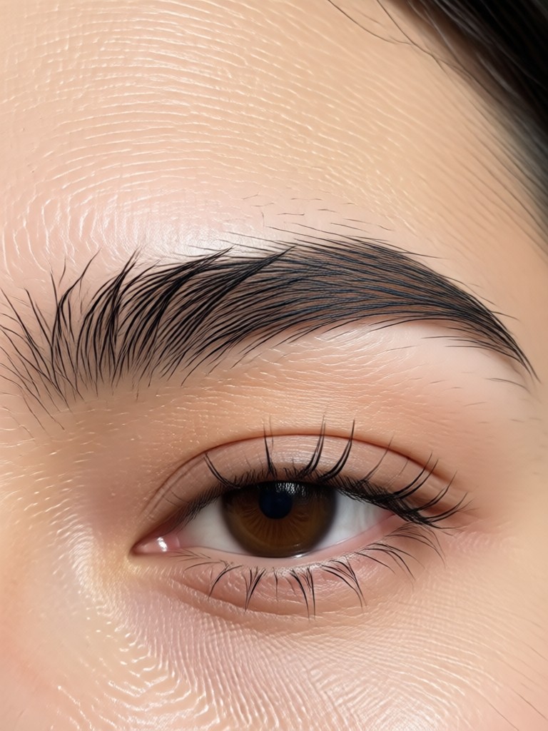 Sparse eyebrows filled and shaped by AI eyebrow filter