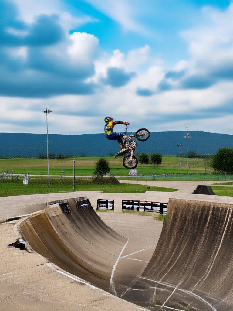 Slow motion AI motorcycle stunt capture