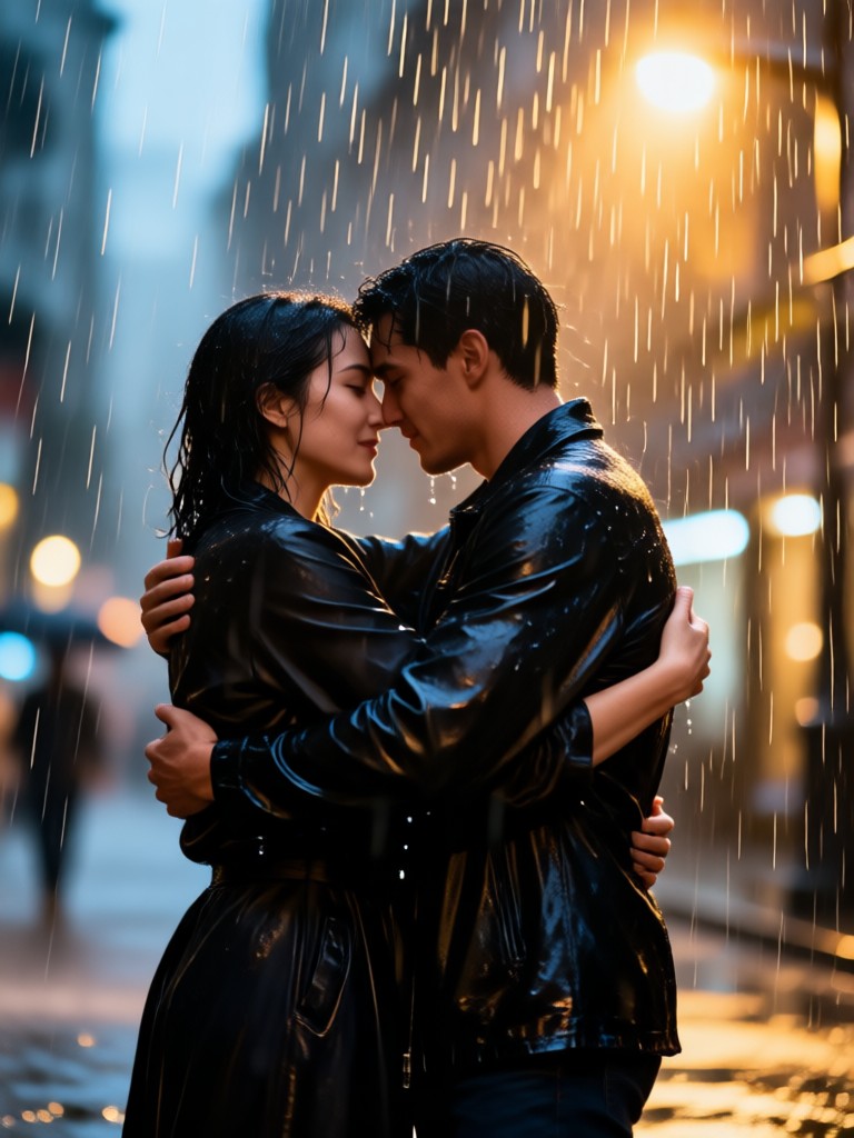 Create a couple rain cuddle video for anniversary