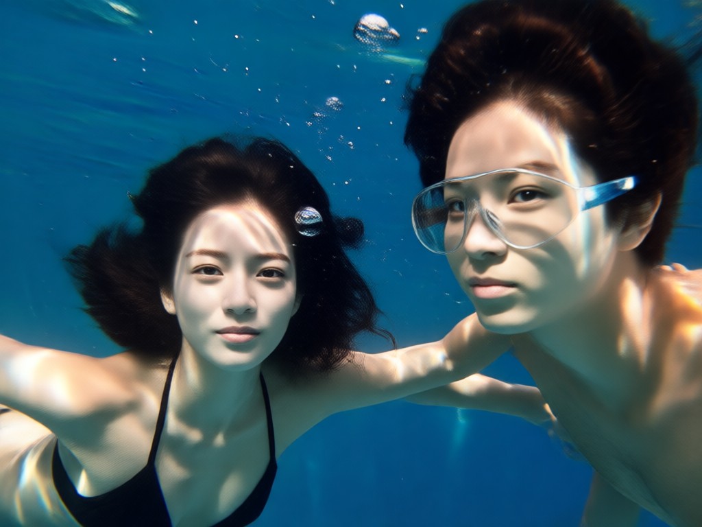 Underwater couple portrait with adjustable lighting and color temperature