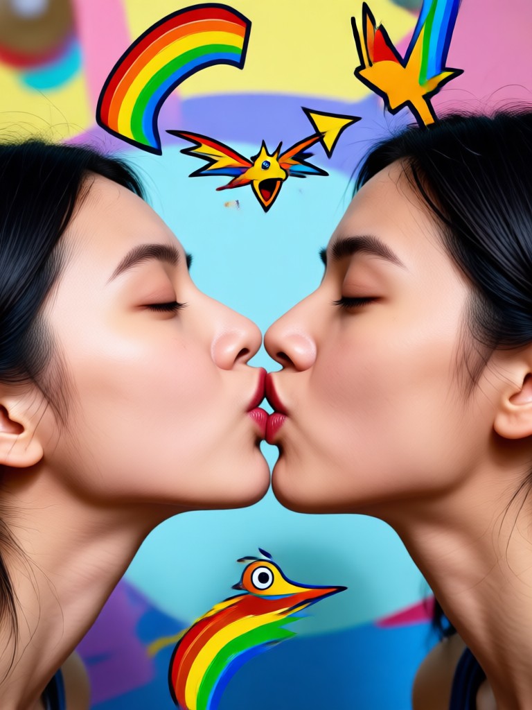 AI generated kiss between friends photos