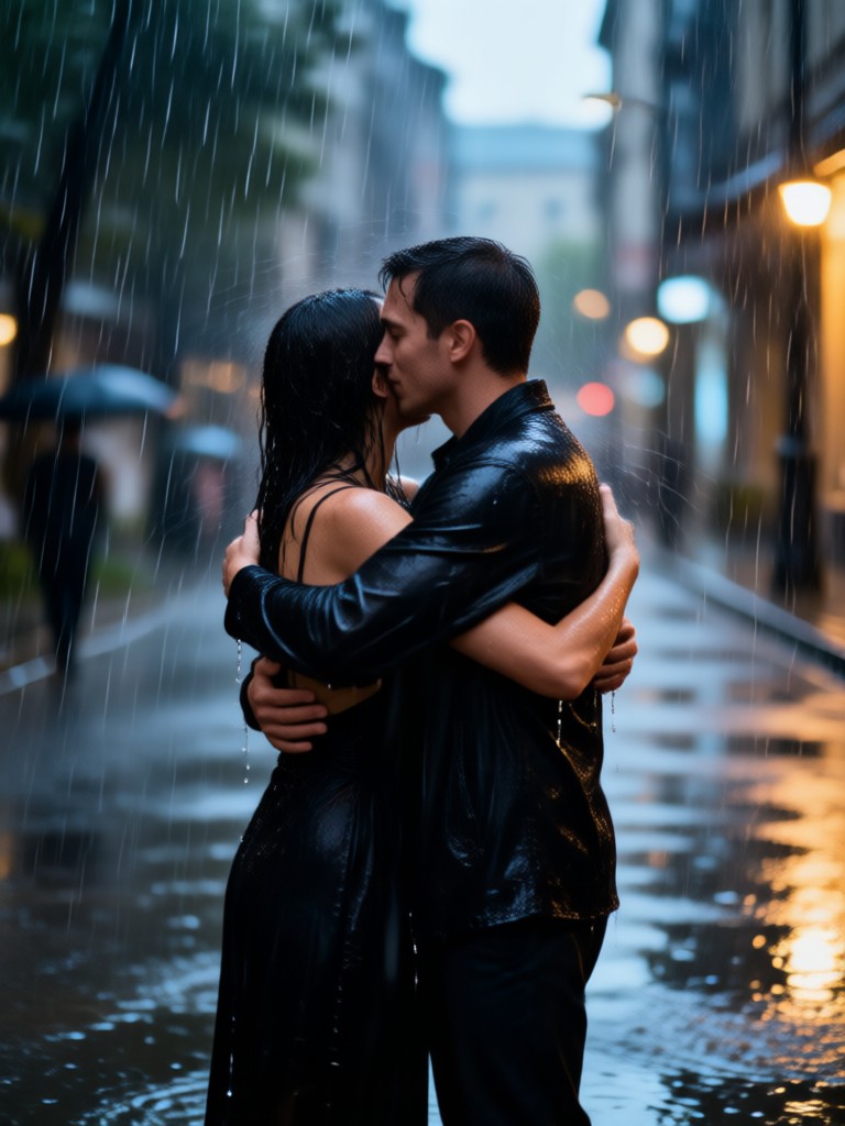 AI generated anime style rain hug