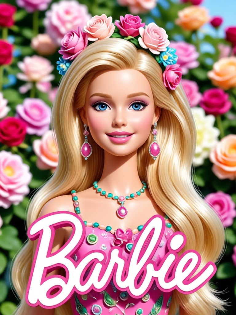 Penampilan boneka Barbie pirang klasik