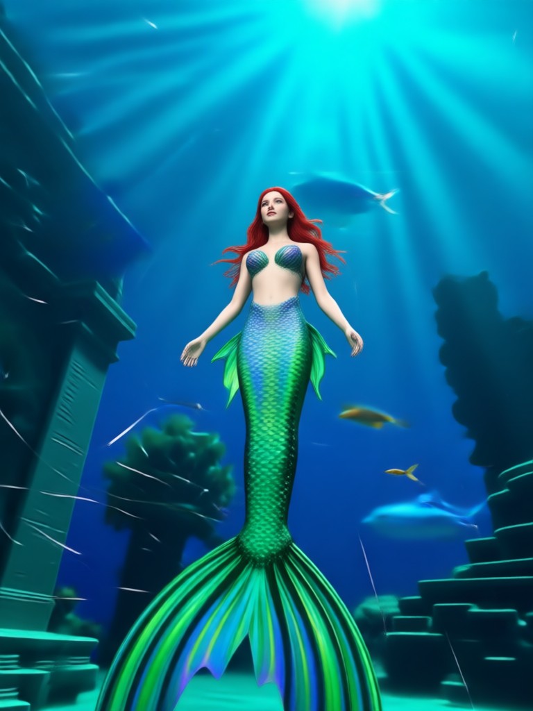 AI generated mermaid transformation side by side