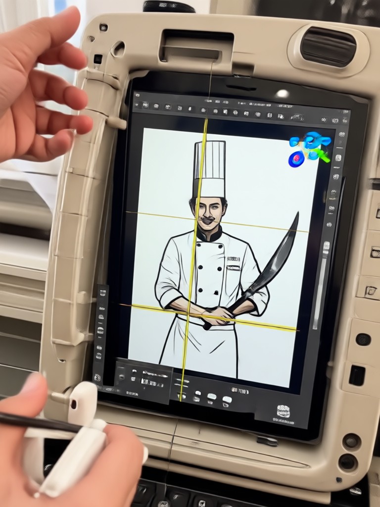 Baby wearing a oversized chef hat playfully