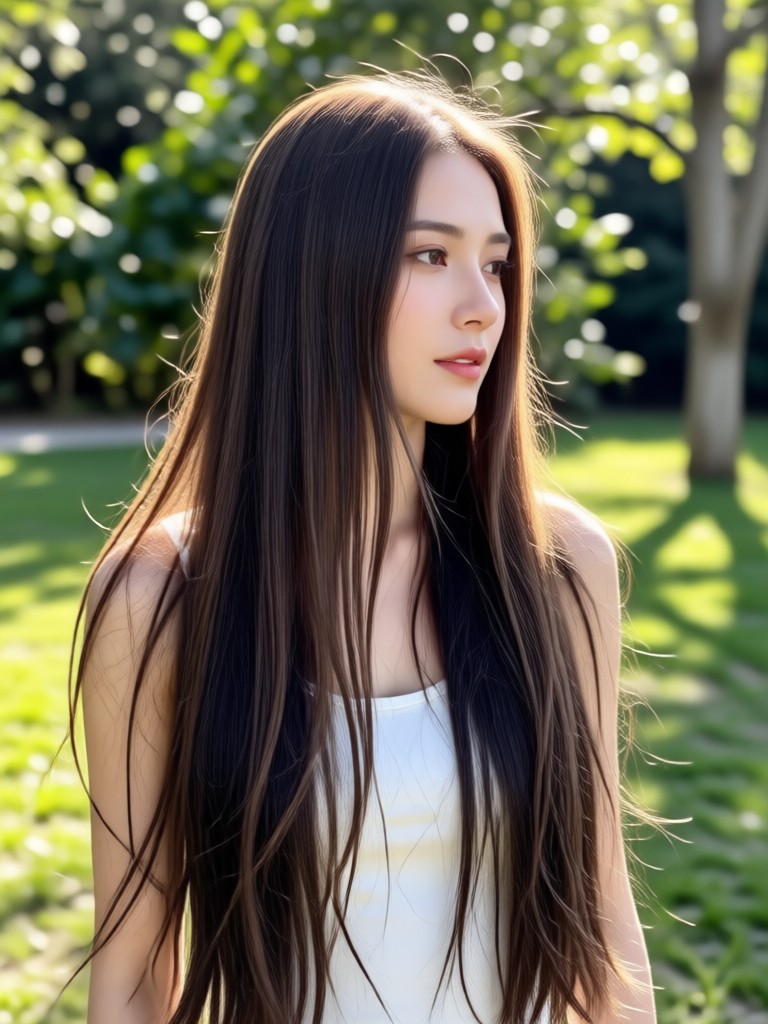 AI long braided hair filter example