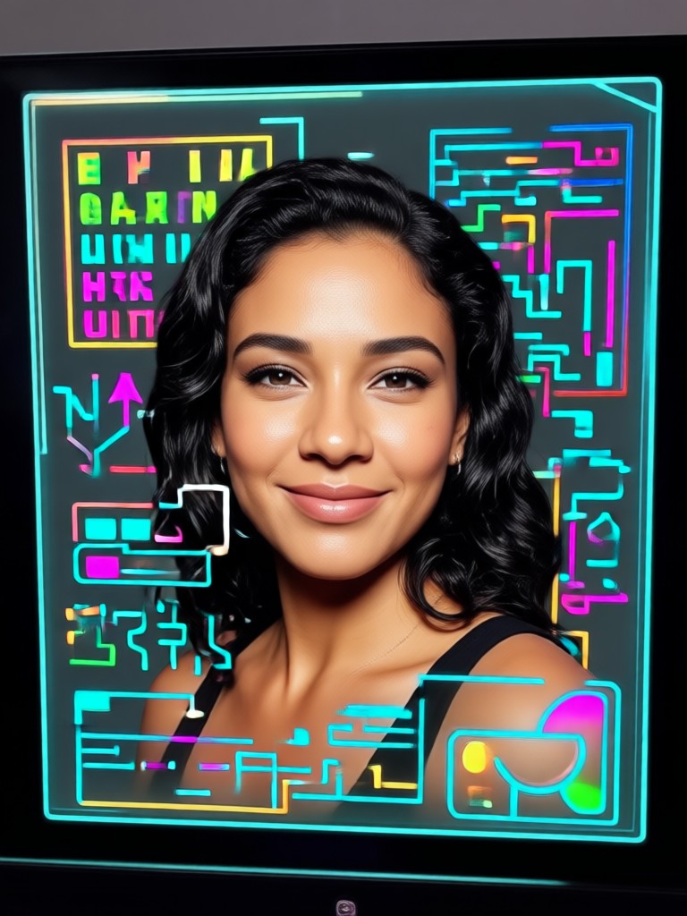 Retro vintage style AI Latina portrait