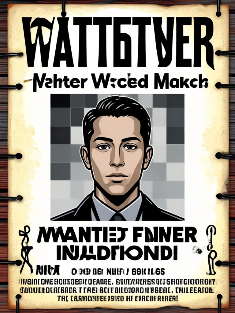 Historical style wanted poster with aged paper