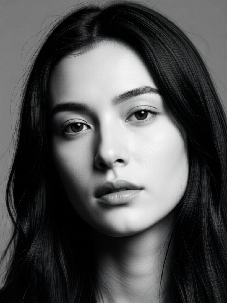 AI cinematic black and white portrait close up