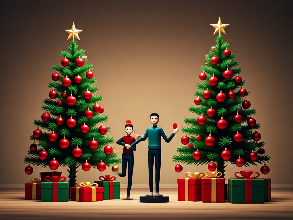Side by side comparison showing natural AI Christmas photo blending