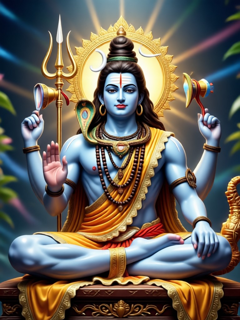 Mahadev em arte espiritual minimalista gerada por IA