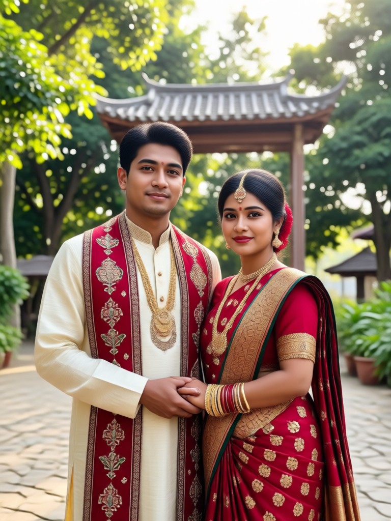 AI generated portrait with traditional Bengali makeup and hairstyle