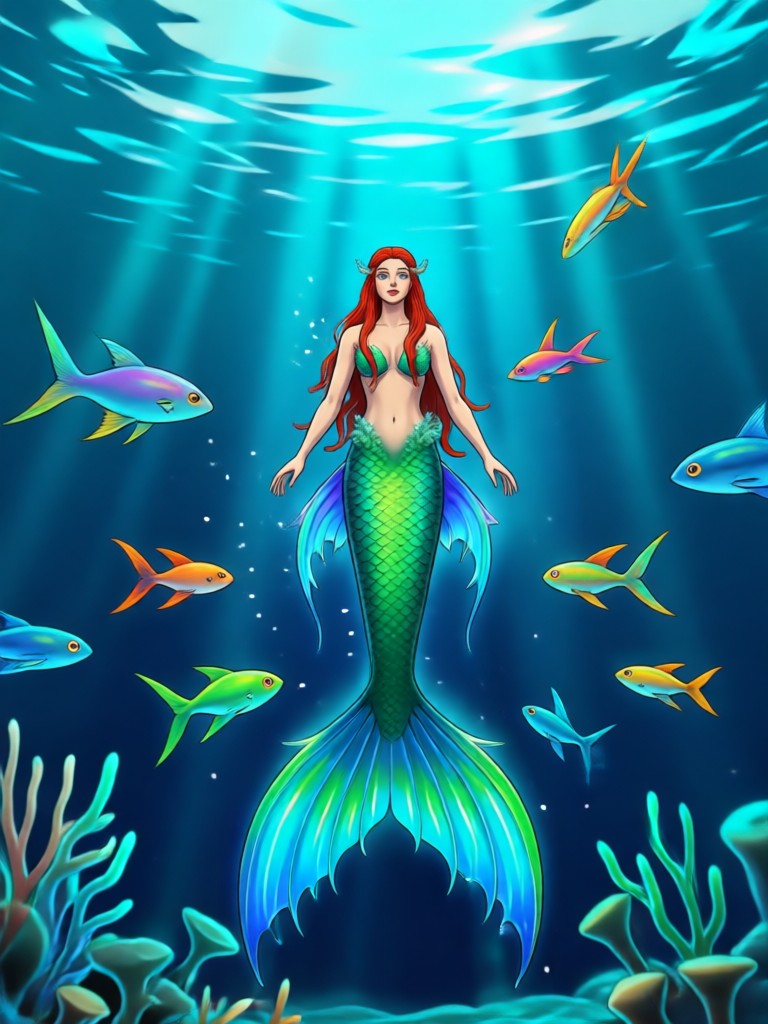 Realistic mermaid scale detail from AI