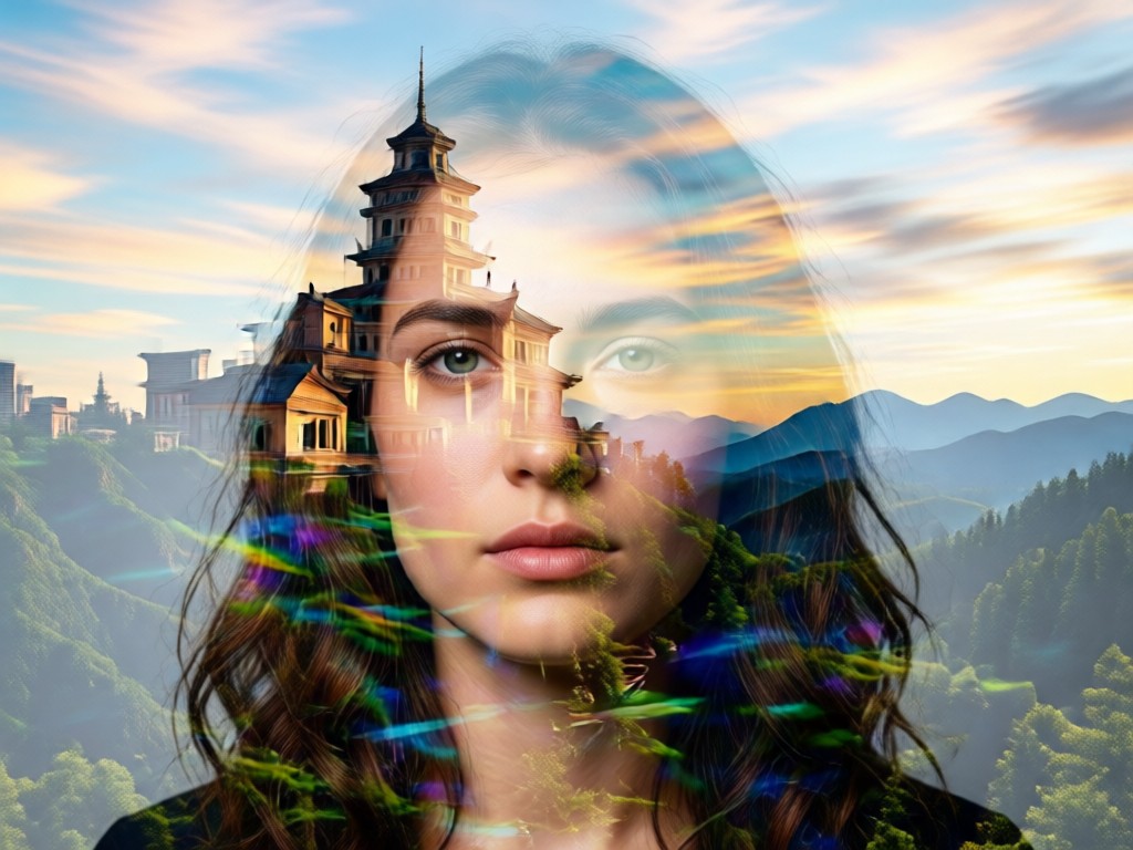 Editing tools for adjusting double exposure blend settings