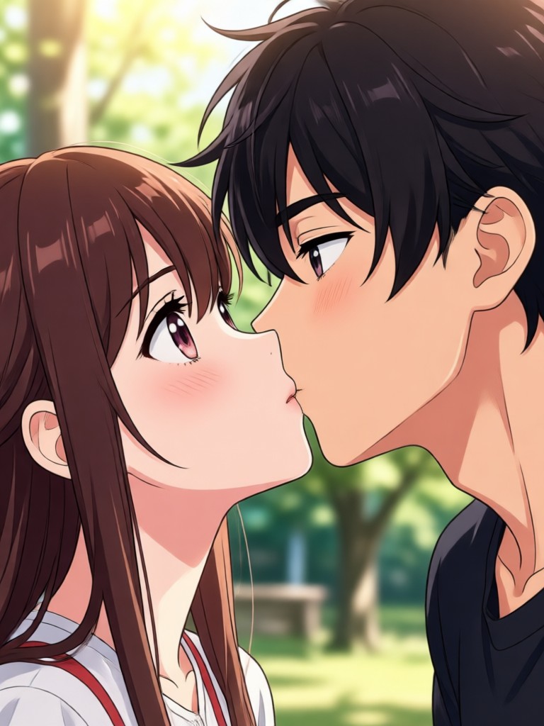 Action romance anime kissing moment