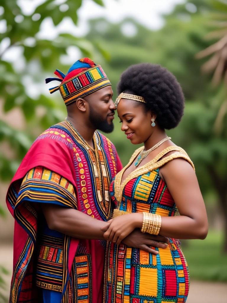 Retrato de casal tradicional africano gerado por IA