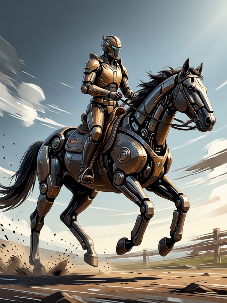 AI horse riding medieval knight