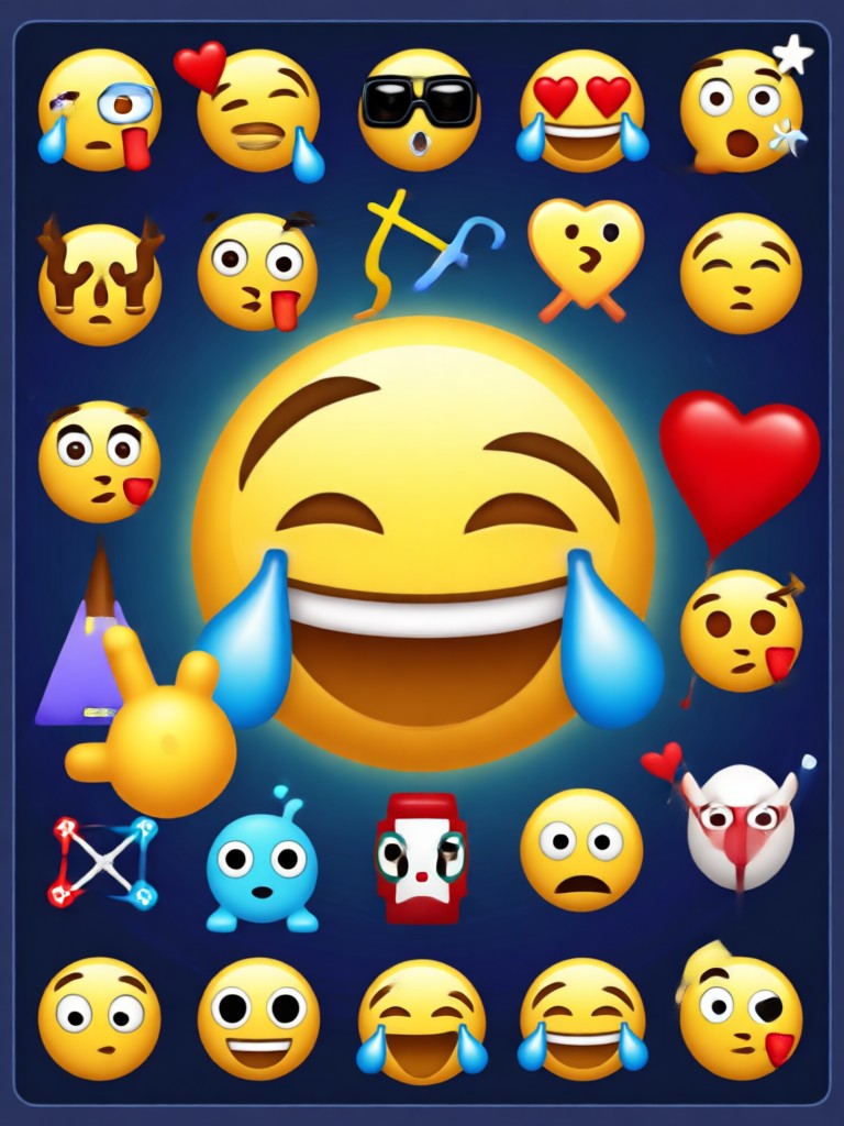 Emoji with funky hair and accessories