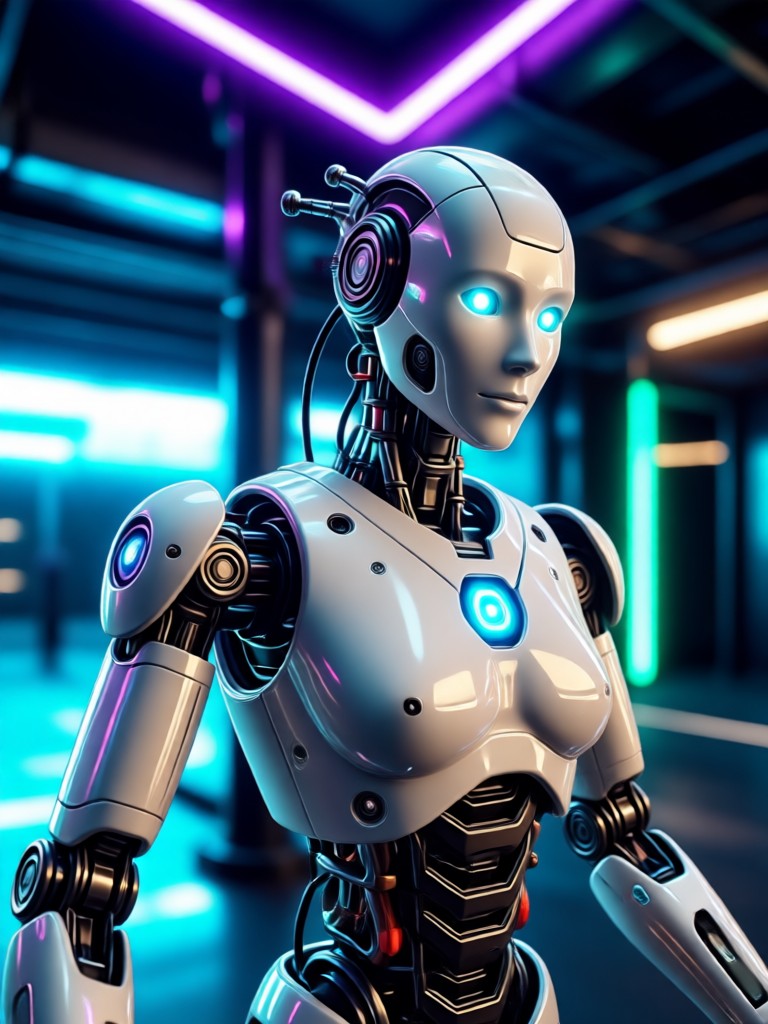 Cyberpunk character with neon lighting