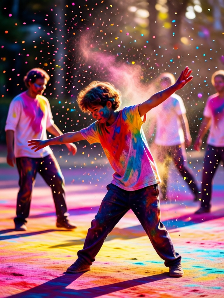 Dynamic color throw action shot created with AI