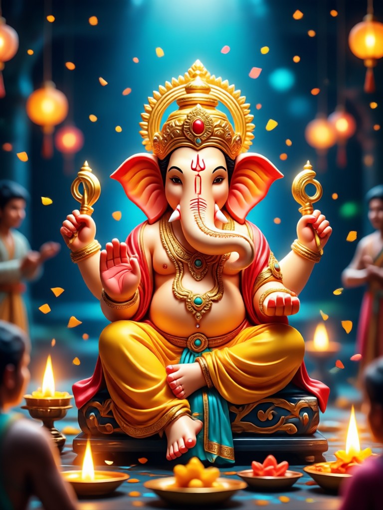 Cinematic AI photo of Ganpati immersion procession