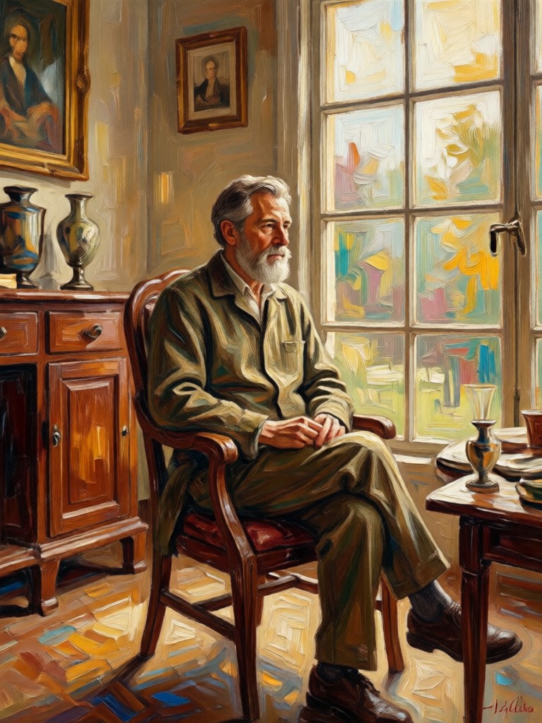 Architectural detail as a photorealistic oil painting