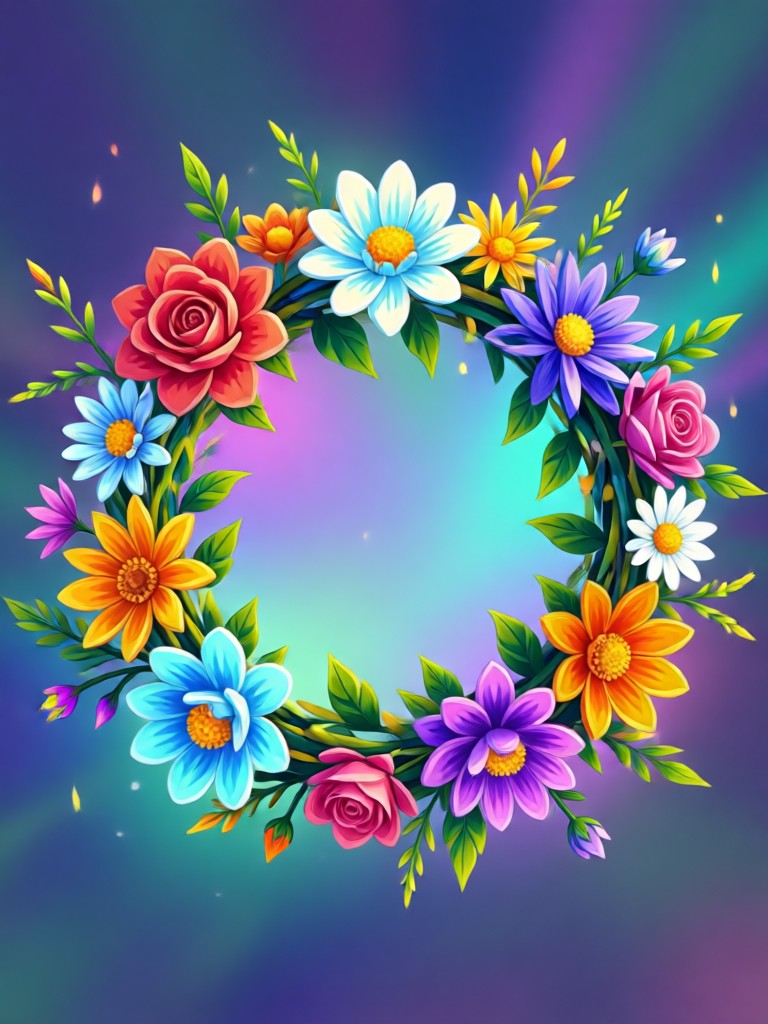 Festival look with a vibrant, colorful flower crown