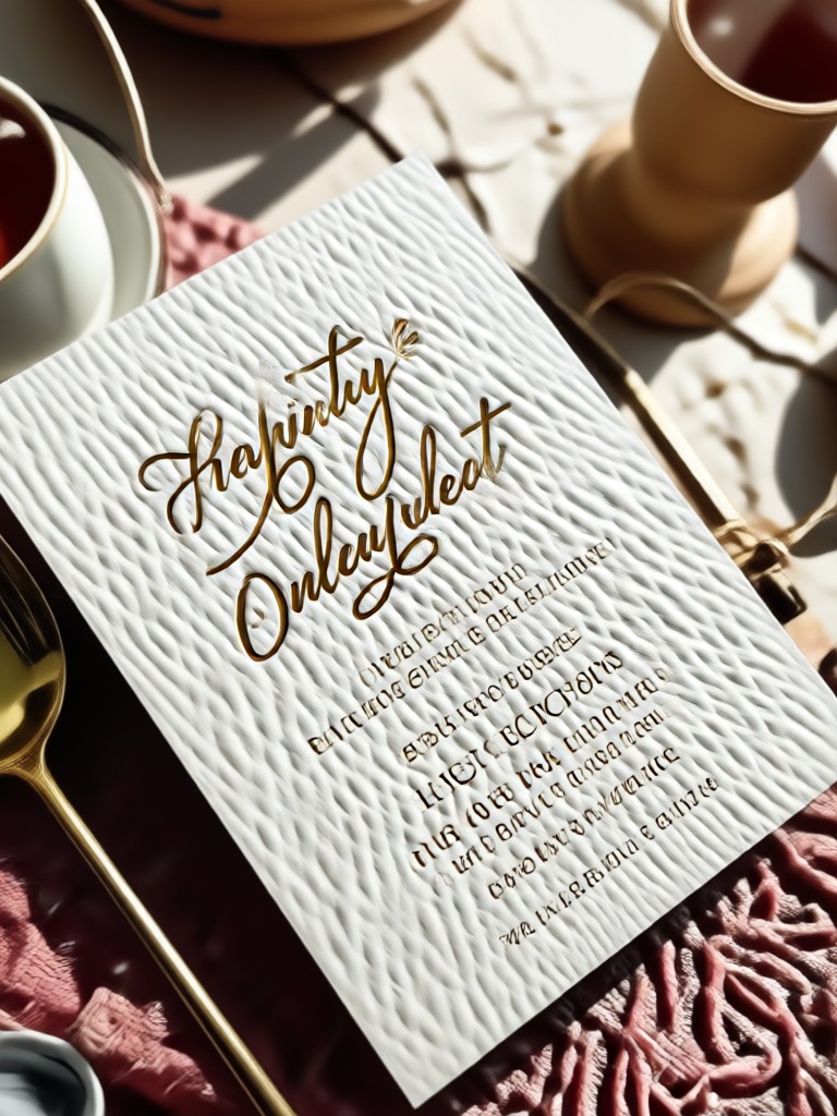 Mobile app interface showing wedding invitation design process