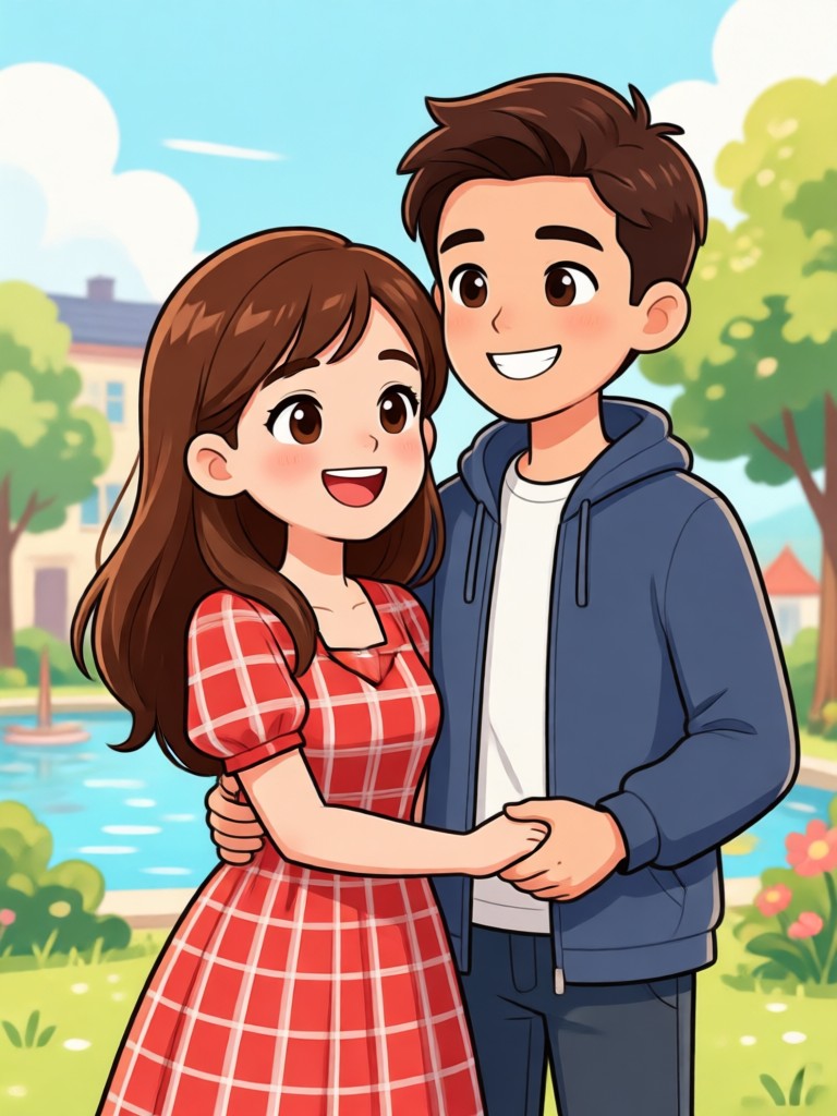cartoon couple seni garis sederhana