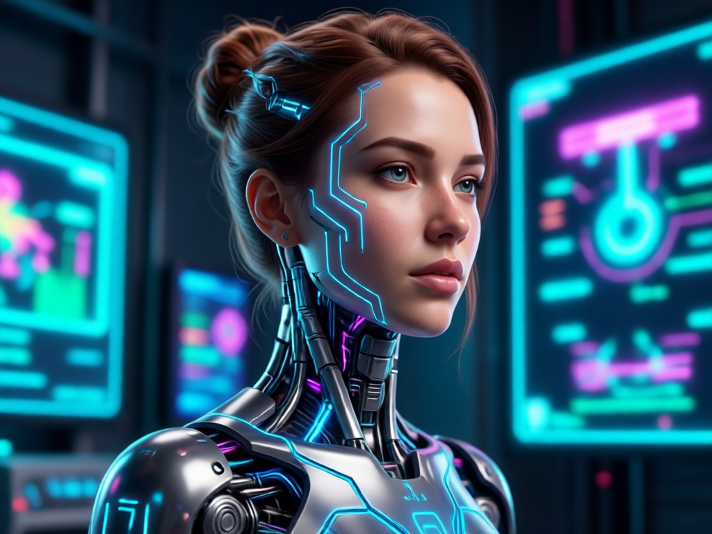 Close-up of AI generated girl with realistic skin texture