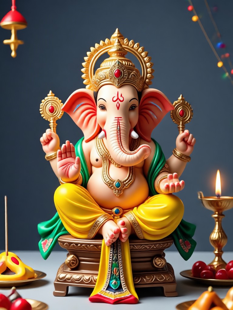 Festive Ganpati photo editor result with lights