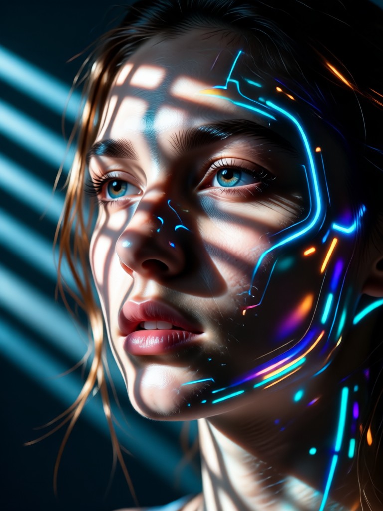Film noir inspired low key AI shadow portrait