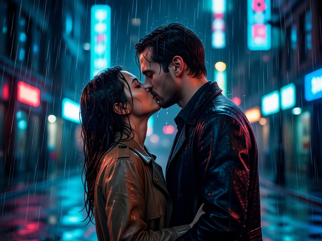 Emotion enhancement in AI generated kiss scene