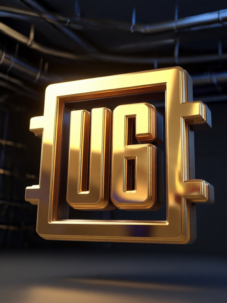 Gold and black luxury 3D PUBG logo