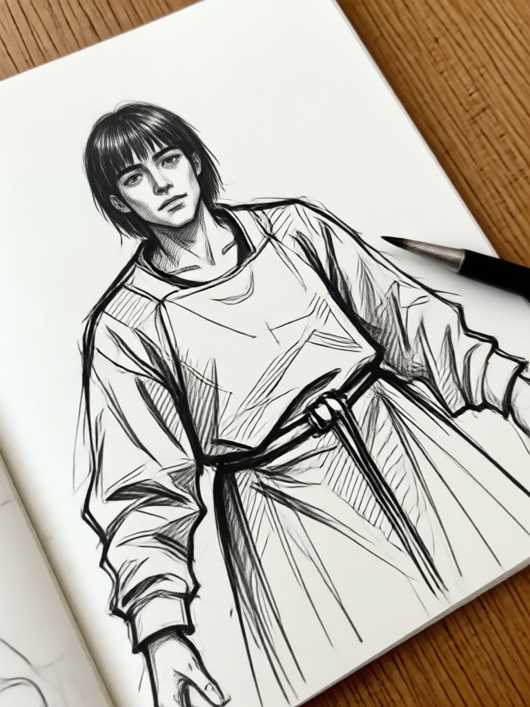 Close-up bunga sebagai sketsa line art yang halus