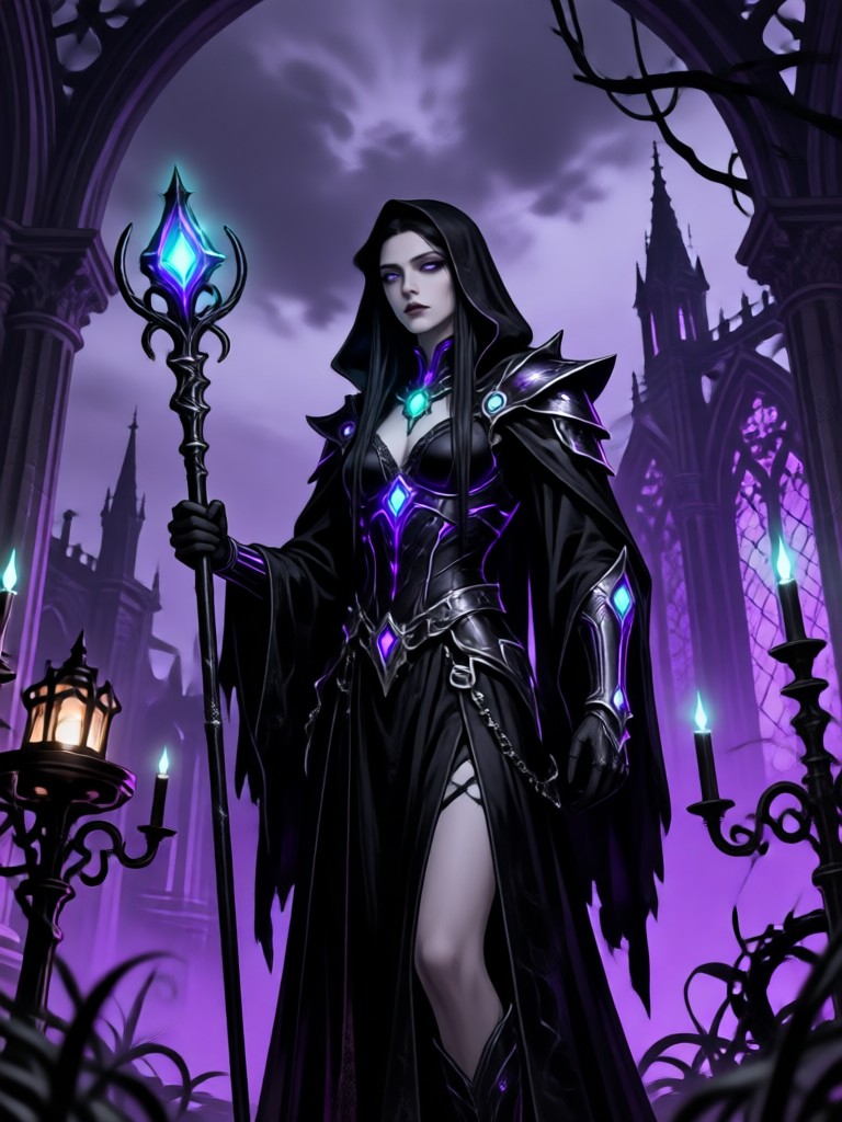Occult ritual scene with candles AI art