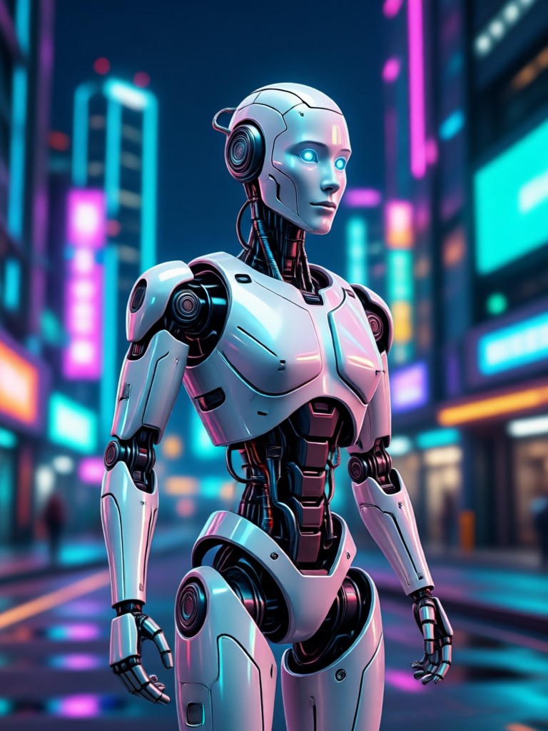 Cinematic robot portrait with dramatic lighting and detail