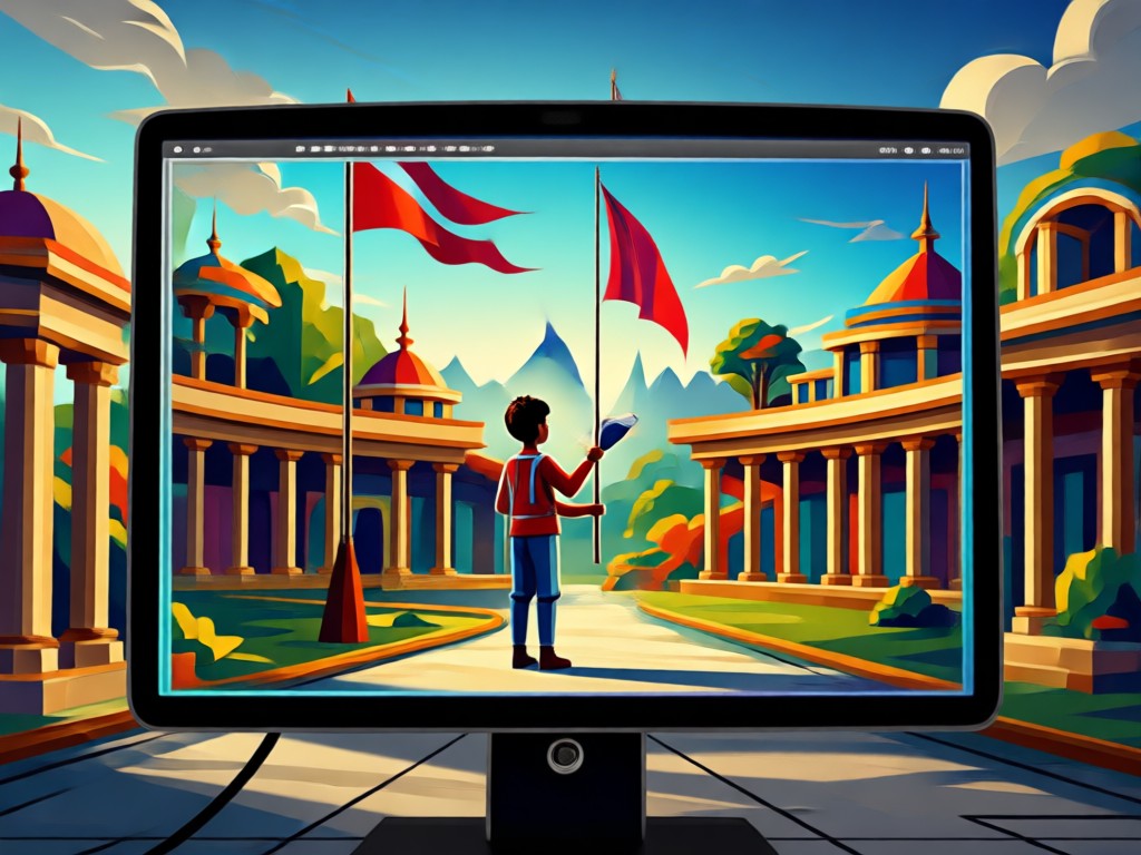 AI applying patriotic red and white color grading to landscape