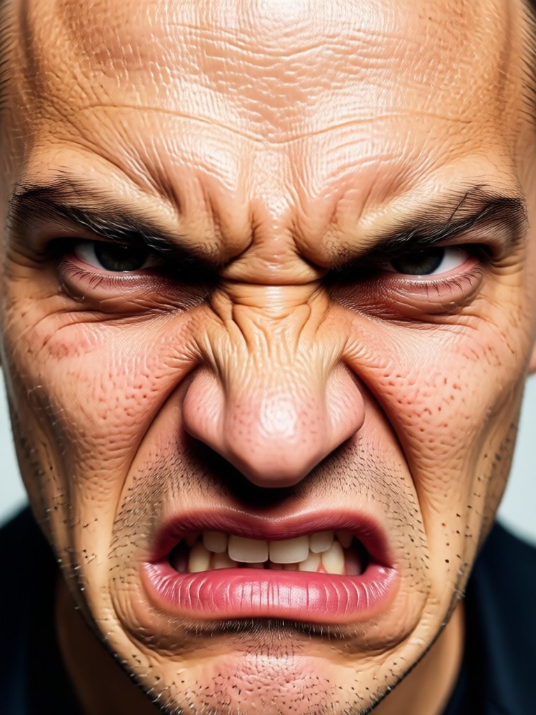 watercolor painting style angry face