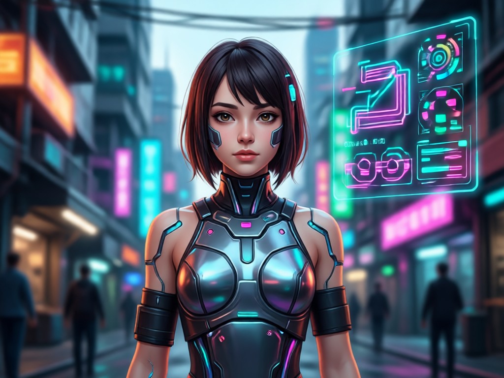 Side by side comparison of a simple prompt and a detailed AI generated girl result