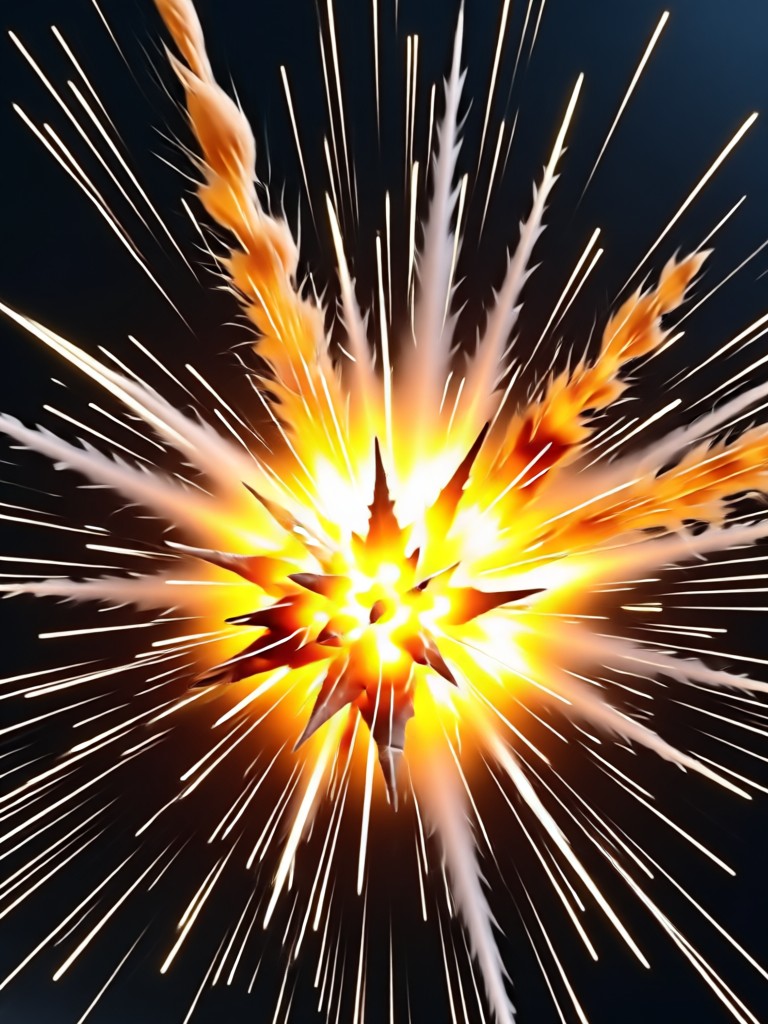 Portrait with a fiery explosion in the background