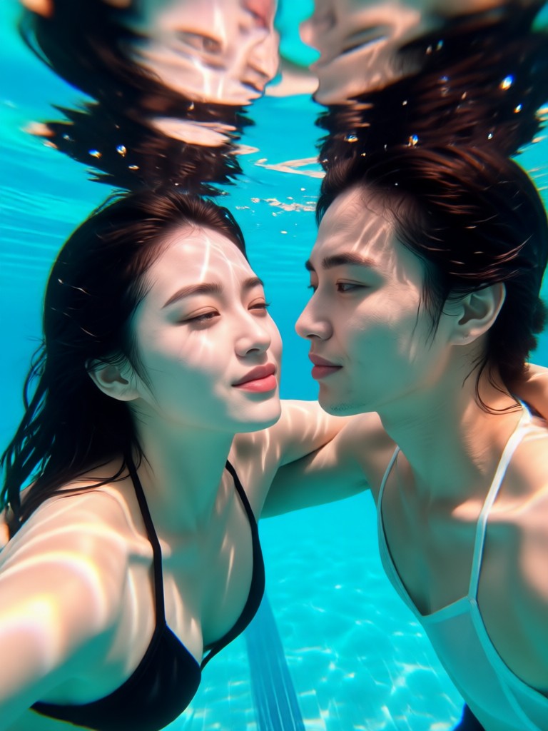 Fantasy mermaid inspired underwater couple concept