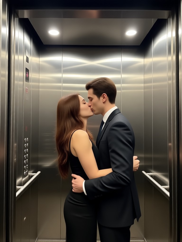 Secret elevator kiss video for social media